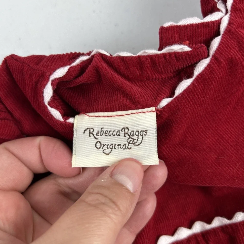 Rebecca Raggs Toddler Girls Red Corduroy Embroidered Long Sleeve‎ Dress 3T